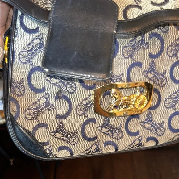Celine Blue Monogram vintage Crossbody Gold Hardware - Picture 13 of 16
